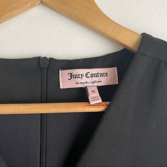Juicy Couture Black Sleeveless V-Neck, Faux Wrap Sheath Dress Size Medium - Picture 5 of 5